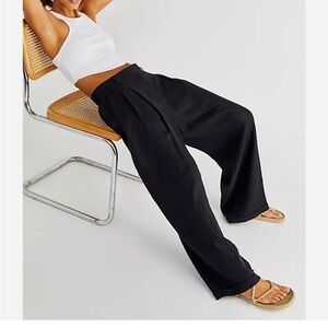 Free People Lyla Black Linen Trouser